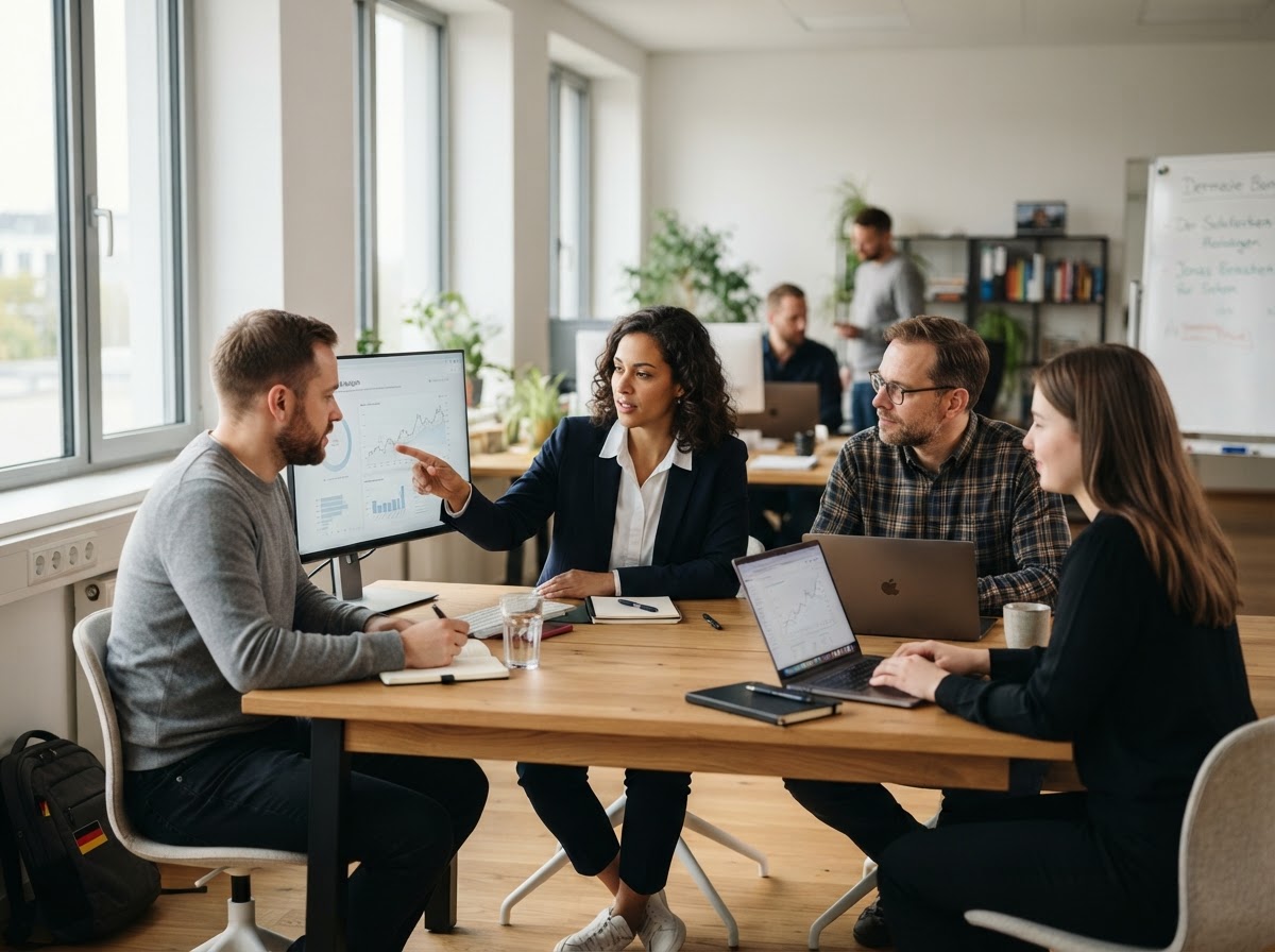 Velqorythix Analystenteam bei der Überprüfung von Markt- und Risikodaten